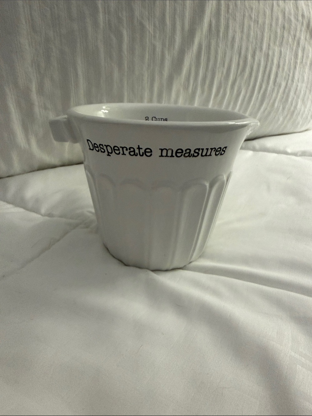 Mud Pie White Ceramic Measuring Cup with Black Measurement Markings
